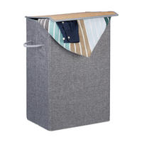 WÄSCHEKORB - Grau, Holz/Textil (40/60/30cm) - Relaxdays