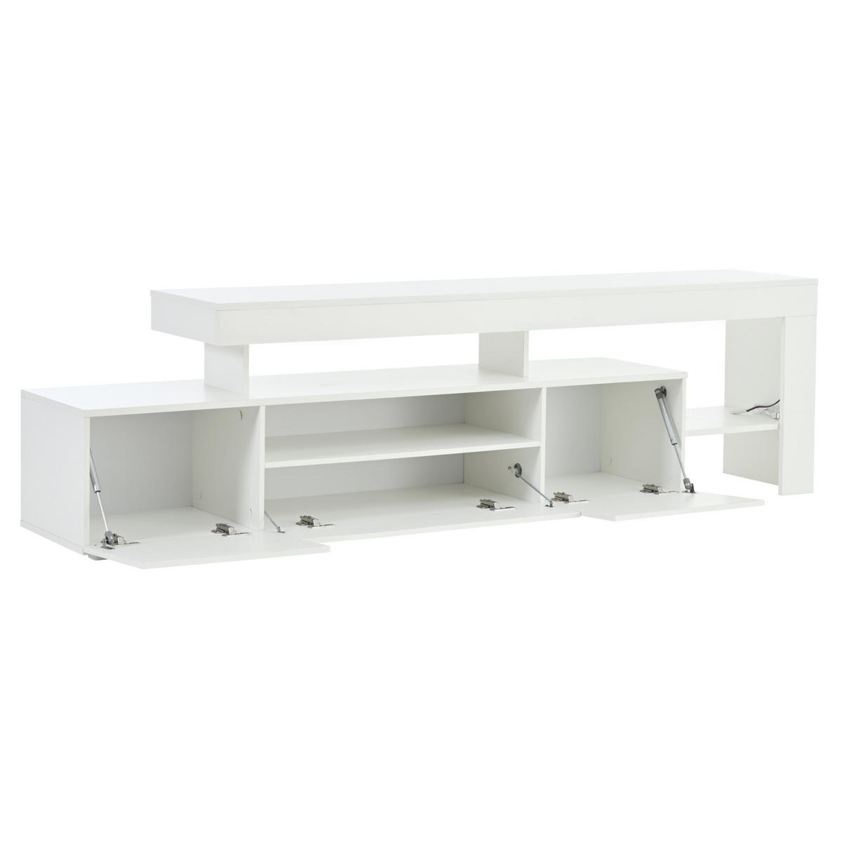 TV ormarić 192/37/53 cm bijeli od iverice s LED rasvjetom i visokim sjajem - bijela, drvni materijal (192/53/37cm) - OKWISH