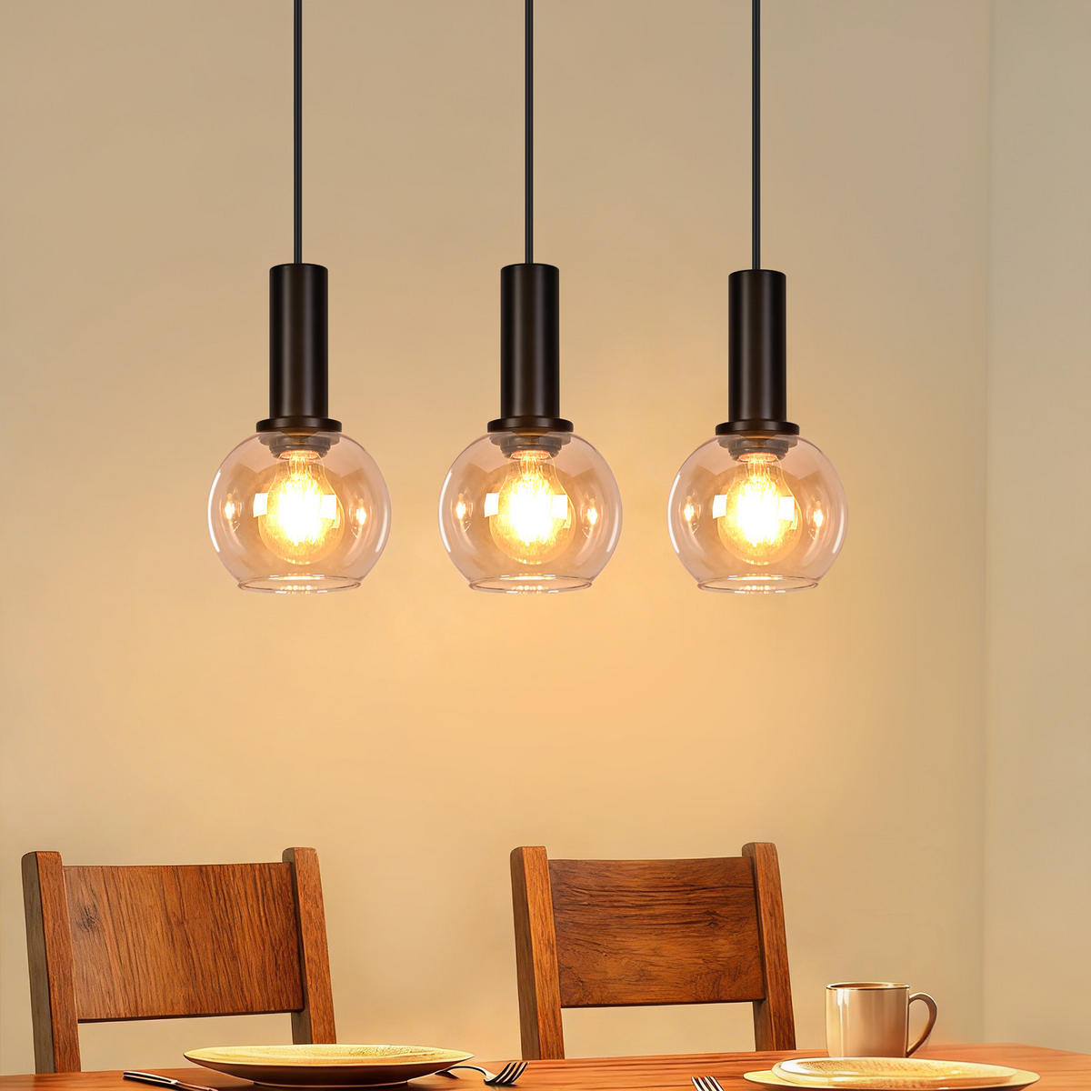 PENDELLEUCHTE Glorix 40/13/145 cm - Schwarz, Glas/Metall (40/13/145cm) - ZMH