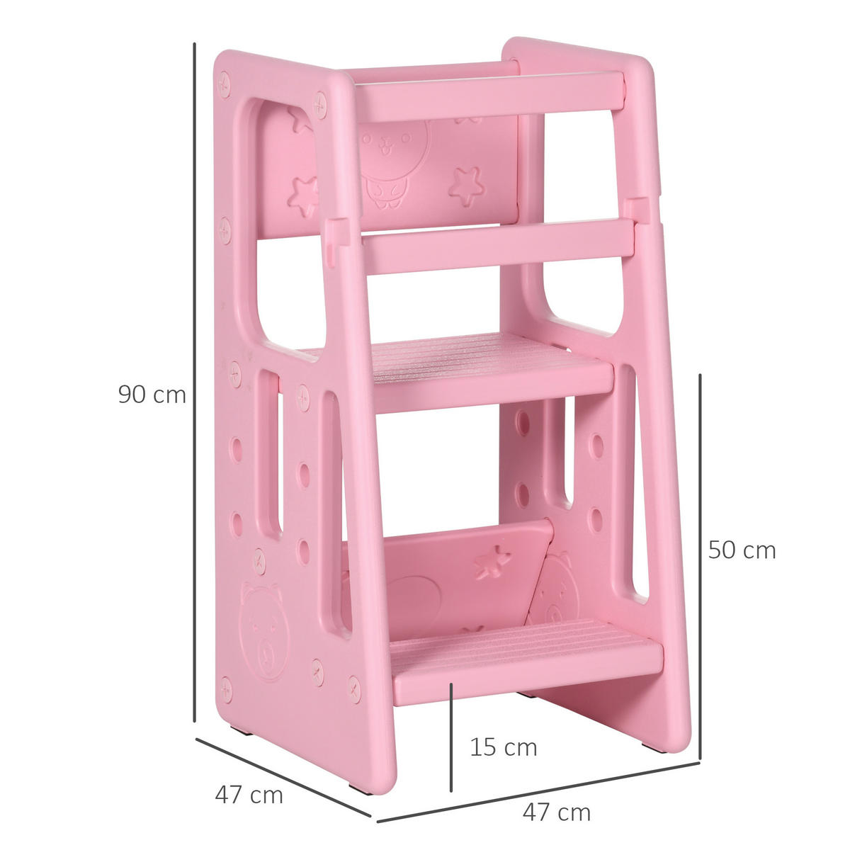 KINDER-TRITTHOCKER, Rosa, HDPE - Rosa, Kunststoff (47/90/47cm) - HOMCOM