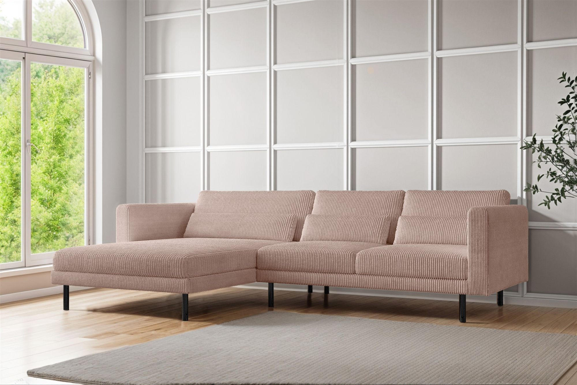ECKSOFA Agada In Poso - Rosa, Holzwerkstoff/Textil (281/174cm) - Fun Möbel