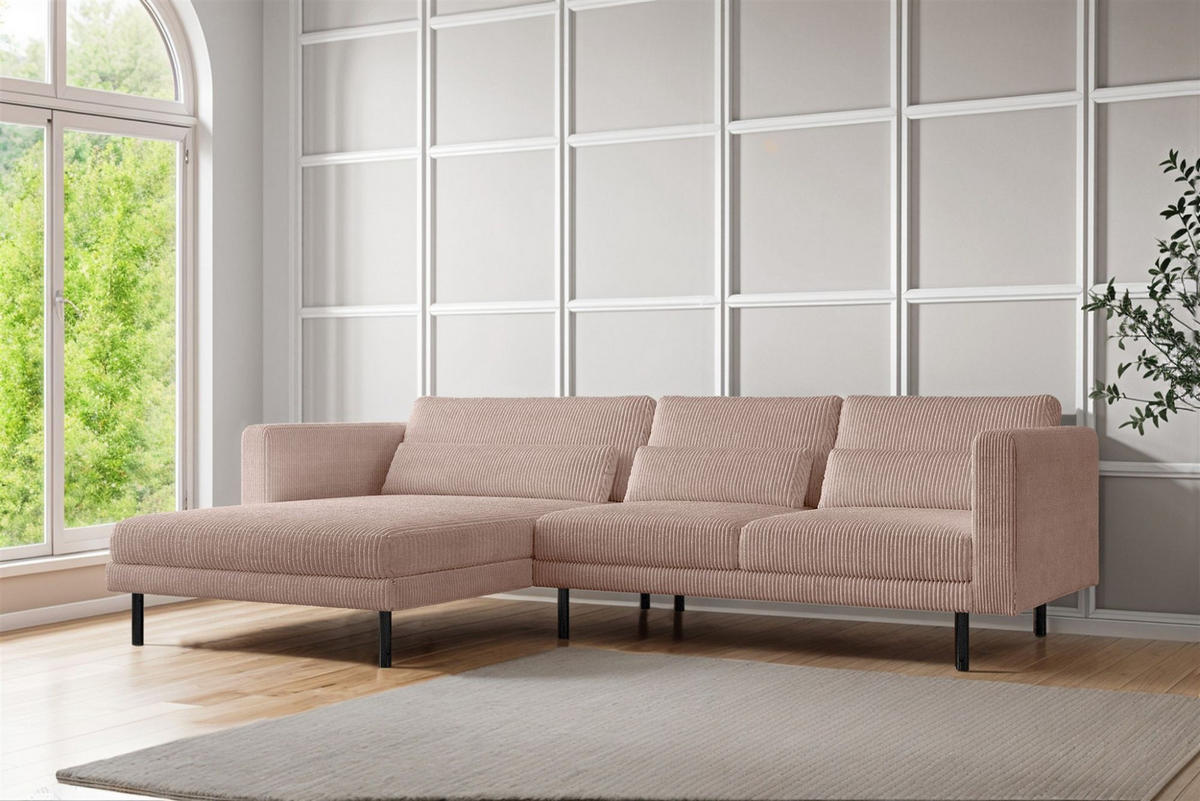 ECKSOFA Agada In Poso - Rosa, Holzwerkstoff/Textil (281/174cm) - Fun Möbel