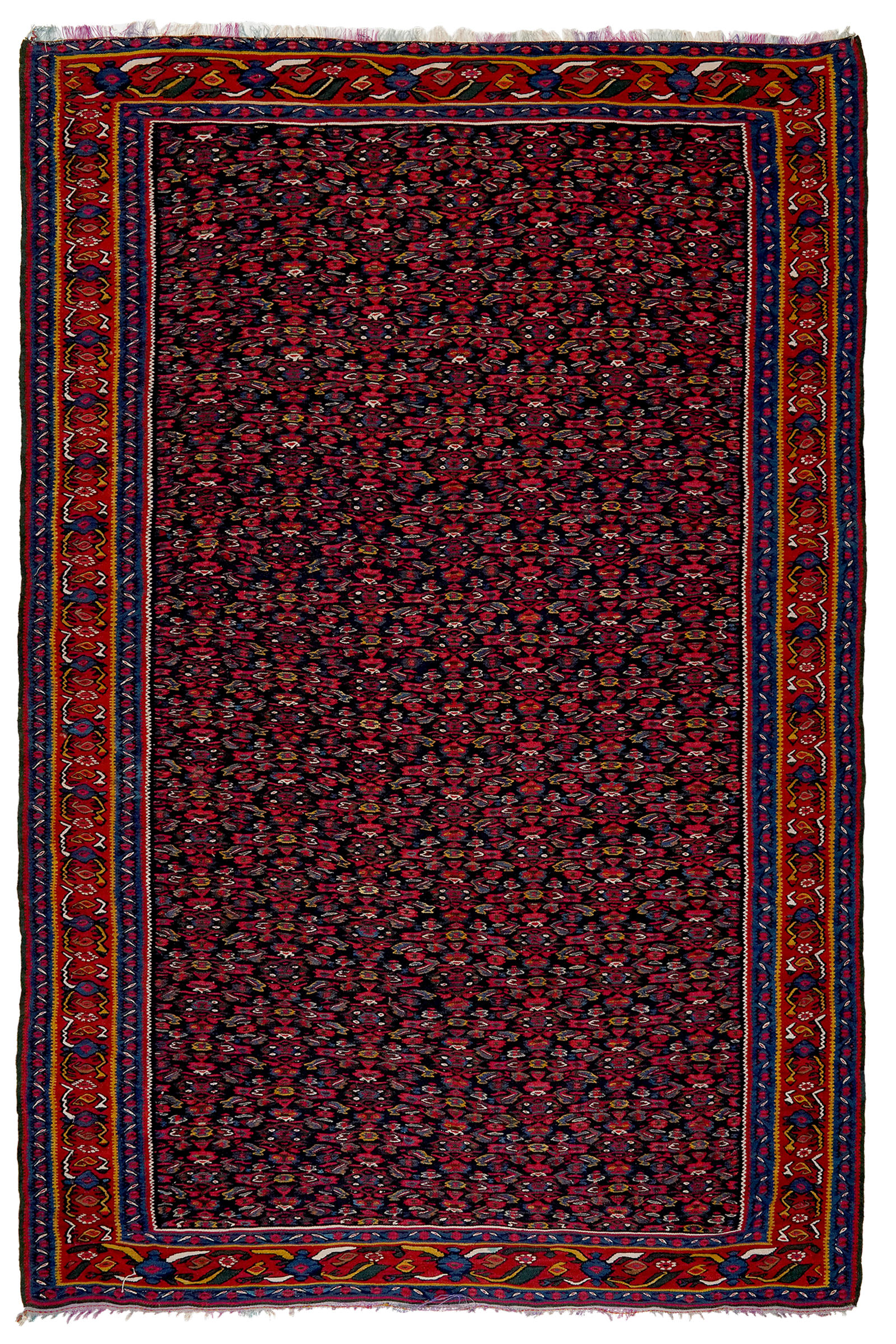 HANDWEBTEPPICH Kelim Senneh Blau 200/135 cm Schurwolle - Blau, Textil (135/200cm) - Looma