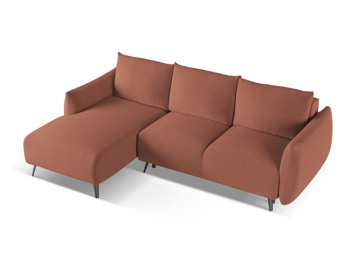 ECKSOFA mit Schlaffunktion Chenille Stoff Pink - Pink/Hellrosa, Textil/Metall (162/242cm) - Makamii