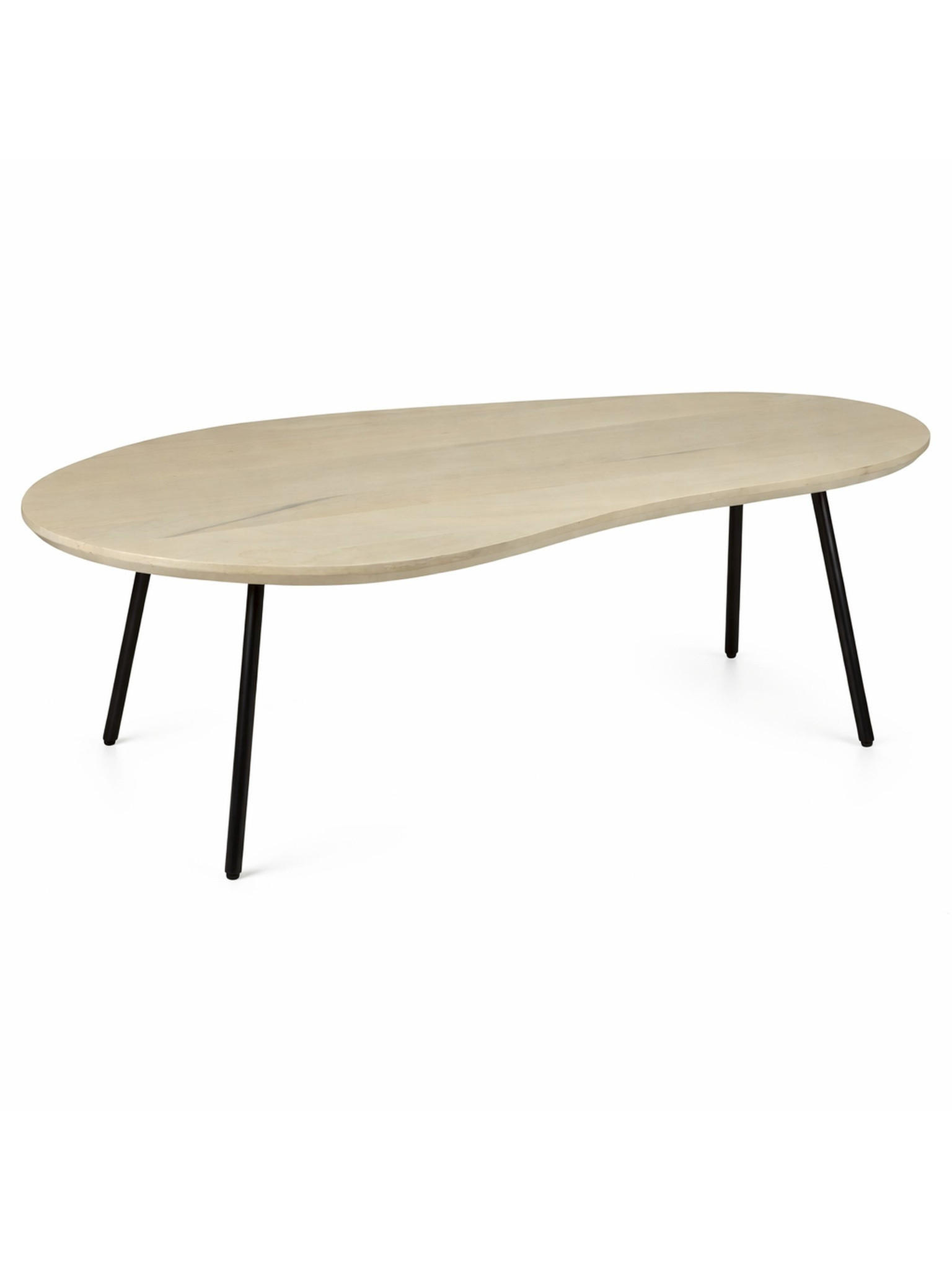 SOFATISCH CALABRIA, Mango Massivholz, in Nierenform, Weiß-Mango, 122 x 63 x 36 cm - Schwarz/Weiß, Holz/Metall (63/122/36cm) - KADIMA DESIGN