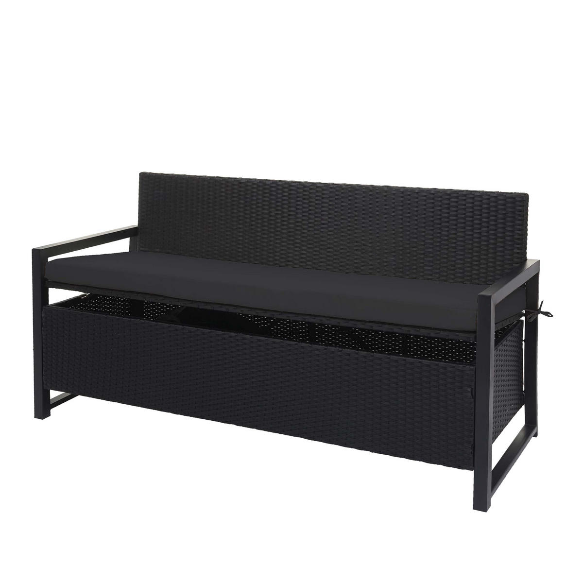 POLY-RATTAN 3ER SITZBANK Anthrazit, Schwarz - Anthrazit/Schwarz, Kunststoff (164/87/57cm) - MCW