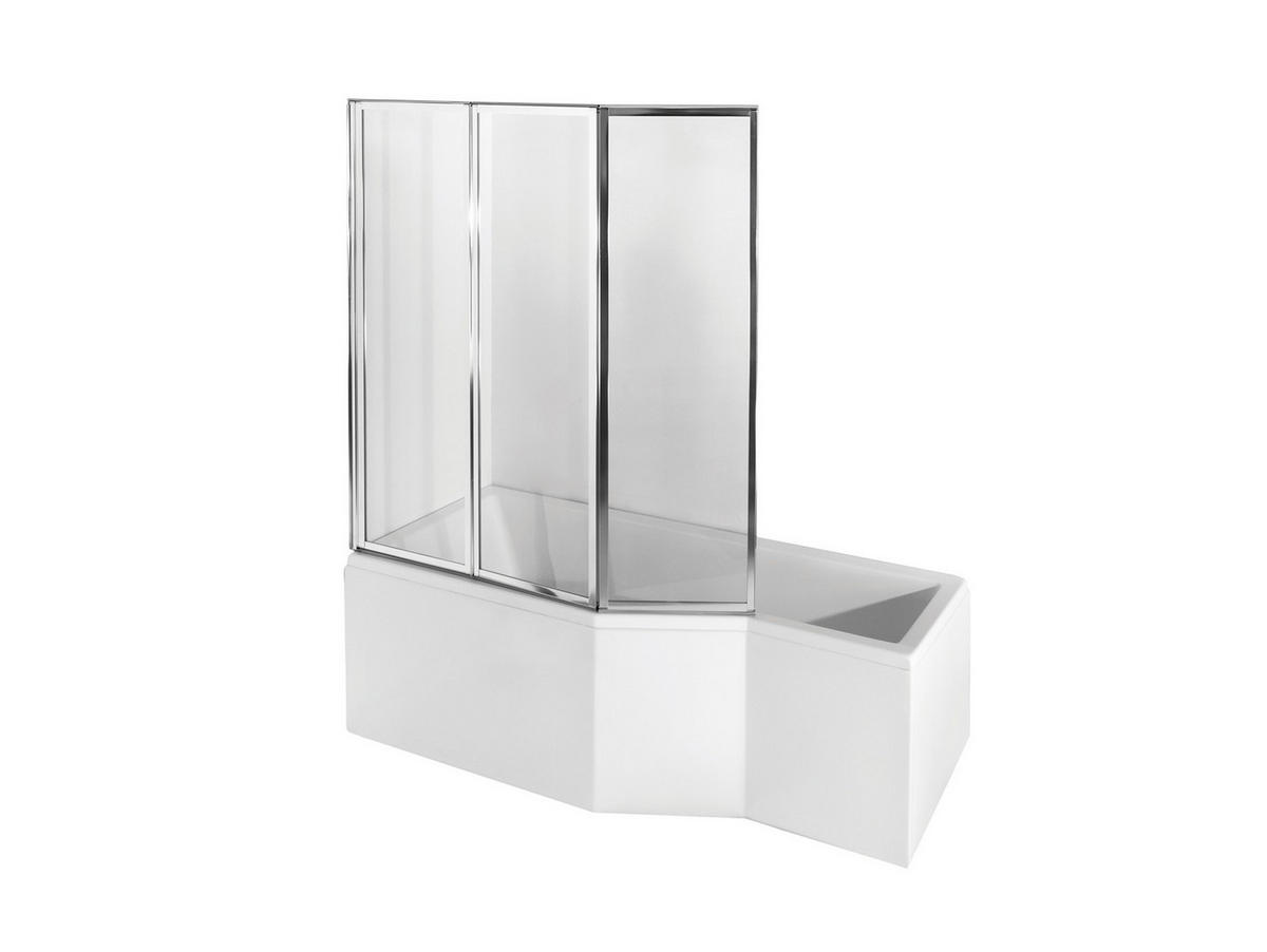 BADEWANNE Eckwanne INTEGRA 170/75 Links mit Schürze mit Glasabtrennung 3-teilig Ablauf Füße - Weiß, Kunststoff (75/55.5/170cm) - bad land
