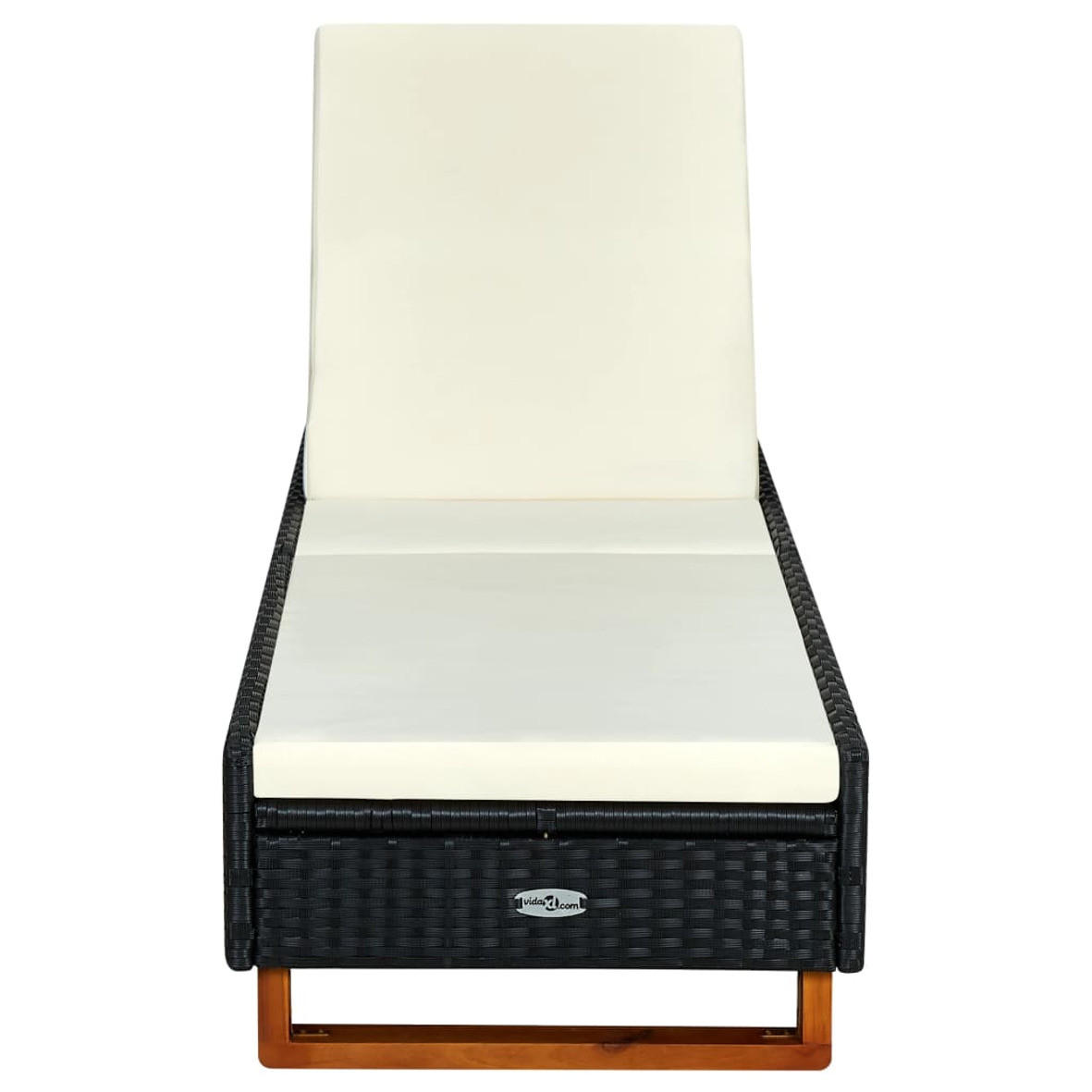 SONNENLIEGE MIT AUFLAGE POLY RATTAN SCHWARZ - Creme, Kunststoff/Textil (55/72.5/200cm) - vidaXL