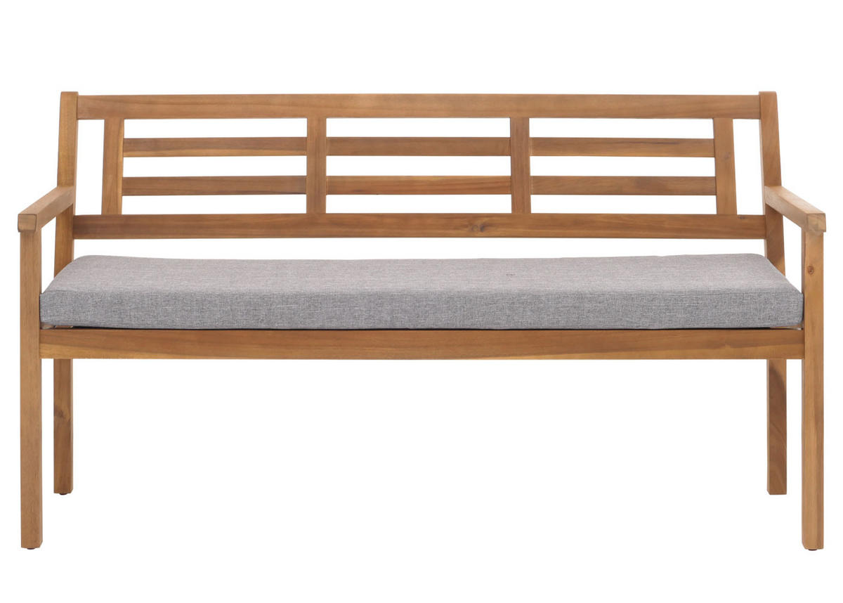 GARTENBANK 82x145x59cm Kissen Grau - Braun, Holz (145/82/59cm) - PROREGAL