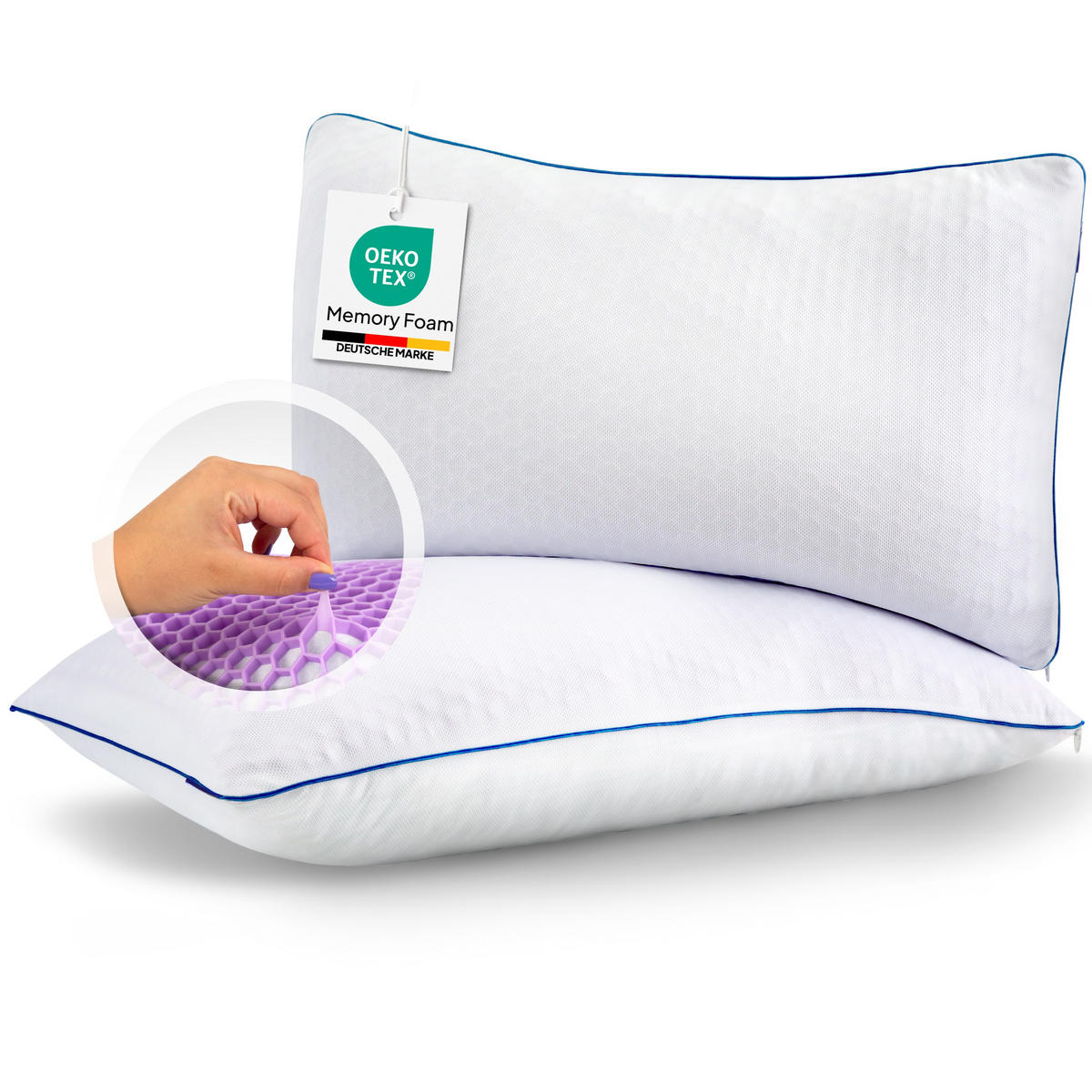 NACKENISSEN Memory Foam Kissen 40x80 - Weiß, Textil (40/80cm) - Schlaftroll