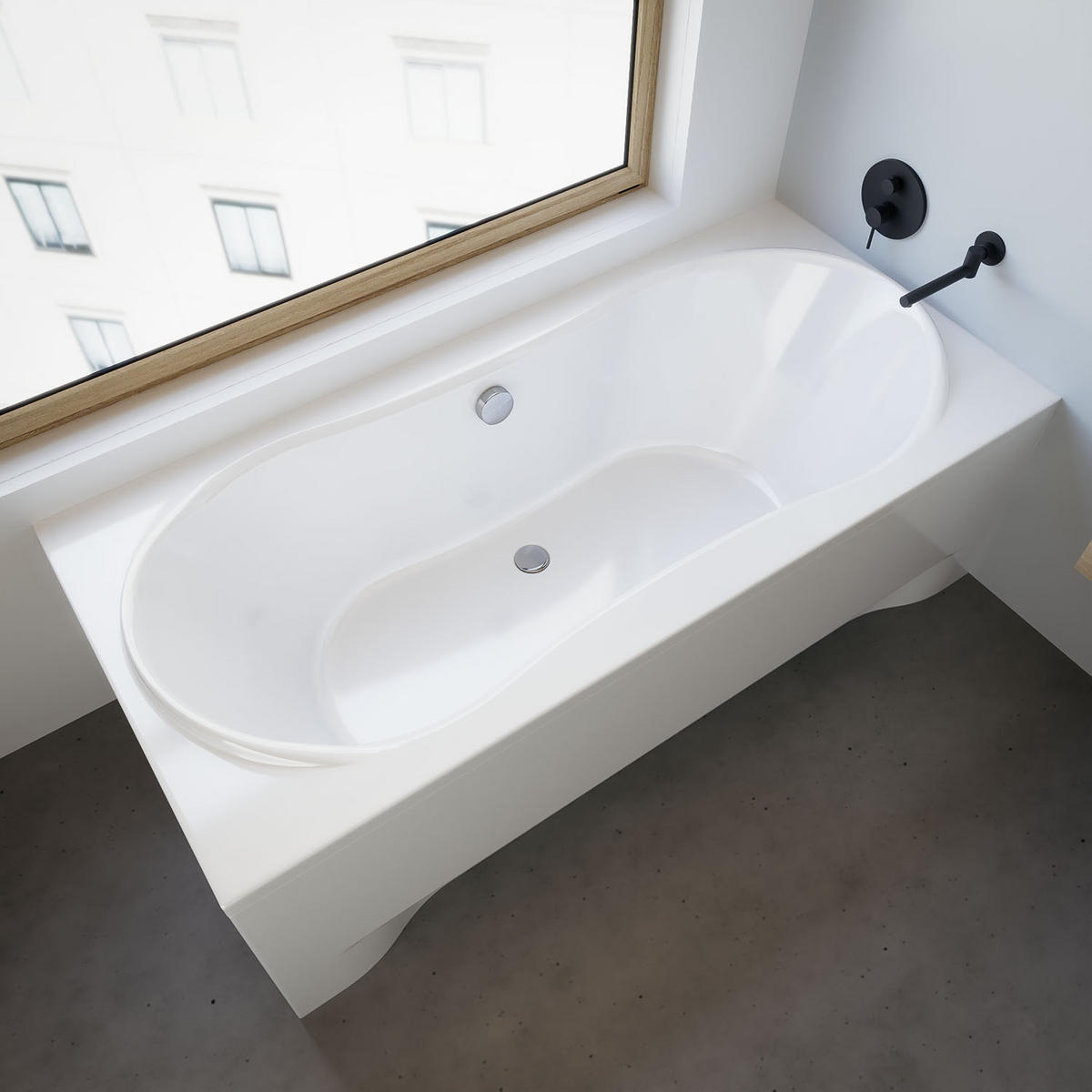 BADEWANNE Rechteck LONG 170/80 mit Schürze Ablauf Füße - Weiß, Kunststoff (80/62/170cm) - bad land