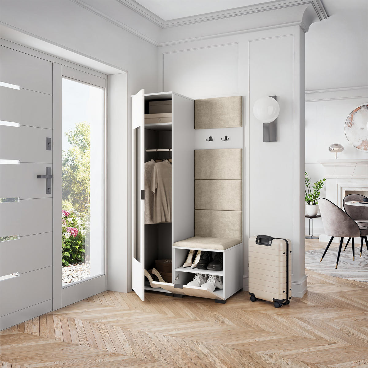 GARDEROBENSCHRANK VIRA 95/181/51 cm Modern Weiß - Weiß, Holzwerkstoff (95/181/51cm) - MASSENO