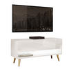 LOWBOARD TV-Schrank CALANTE 90 cm auf schrägen goldenen Chrom-Beinen - Weiß Hochglanz/Goldfarben, Holzwerkstoff/Metall (90/43/35cm) - Lookway