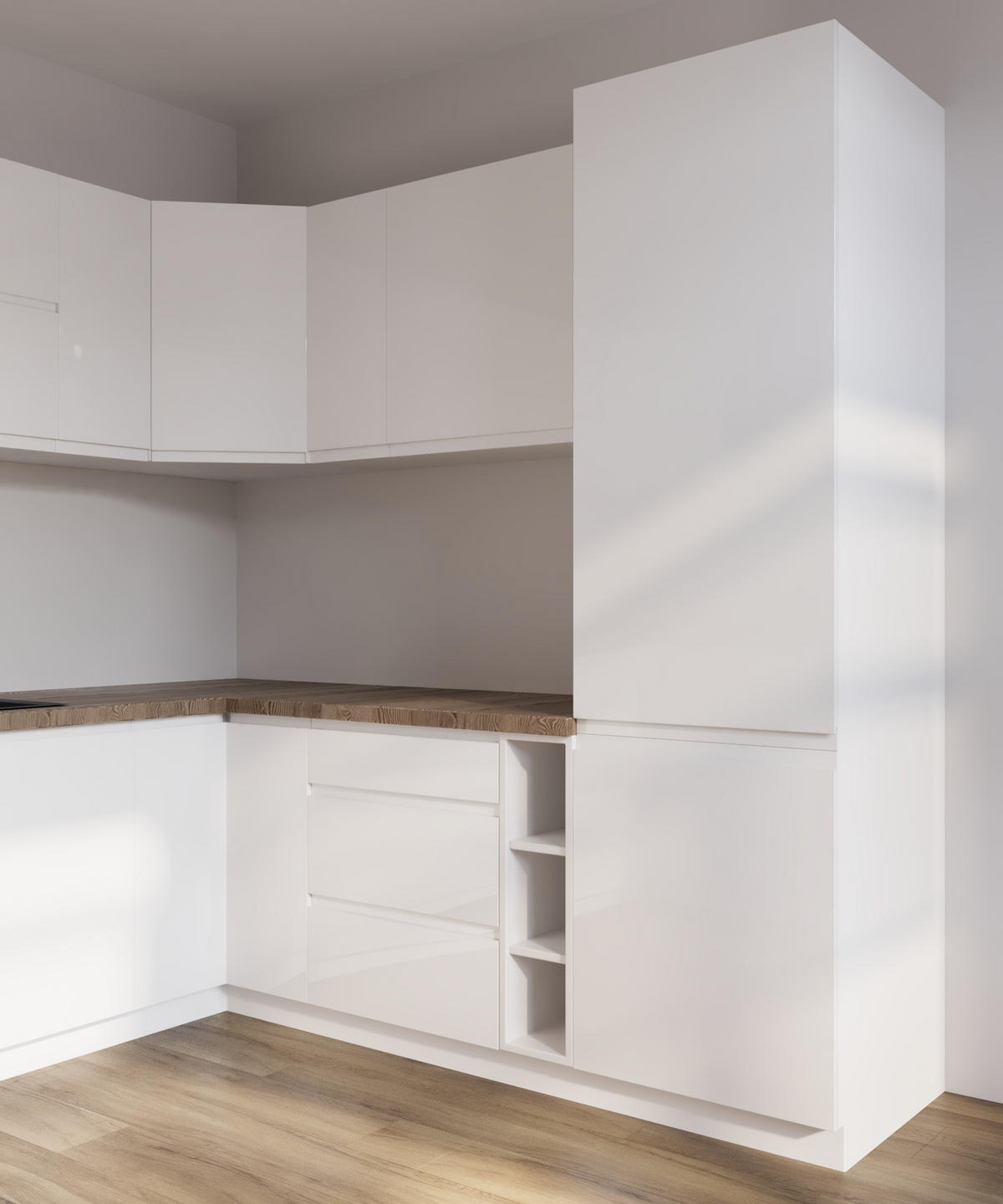 ECKKÜCHE 230 x 320 × 230 cm- Aspen K102-M780 - in Weiß /Hochglanz - Weiß, Holz/Holzwerkstoff (320/212/230cm)