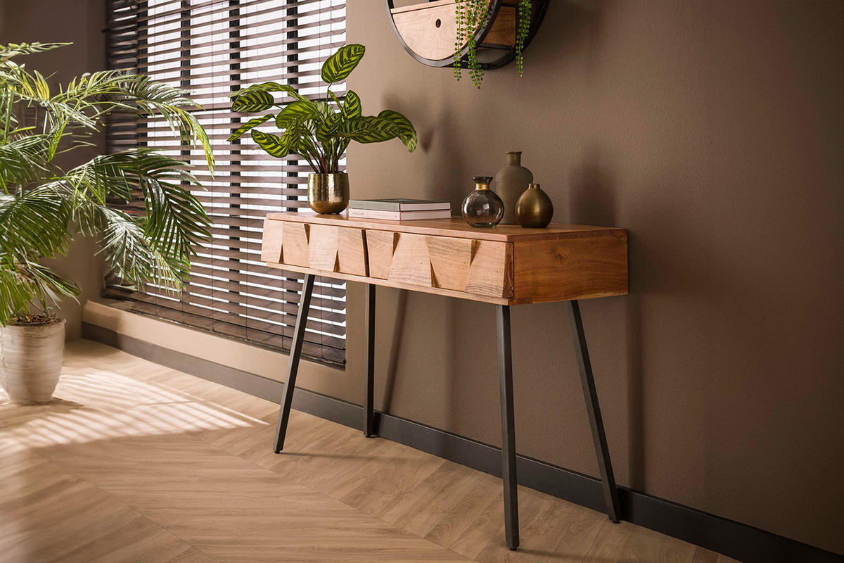 KONSOLENTISCH ANYL Braun Holz - Schwarz/Braun, Holz (40/125/77cm) - KAWOLA