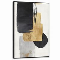 LEINWAND Bilder mit Rahmen - Gold - Rechtecke - Kreise - Abstrakt - 80x120 - Weiß, Textil (80/120cm) - MuchoWow