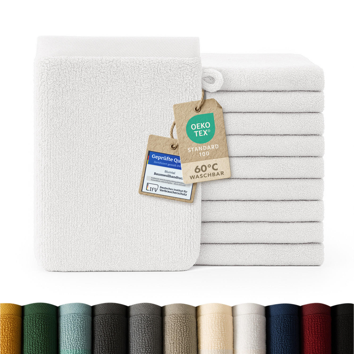 ŽÍNKA sada 10 ks, 10x žínka 15/20 cm, biela - biela, textil (15/20cm) - Blumtal