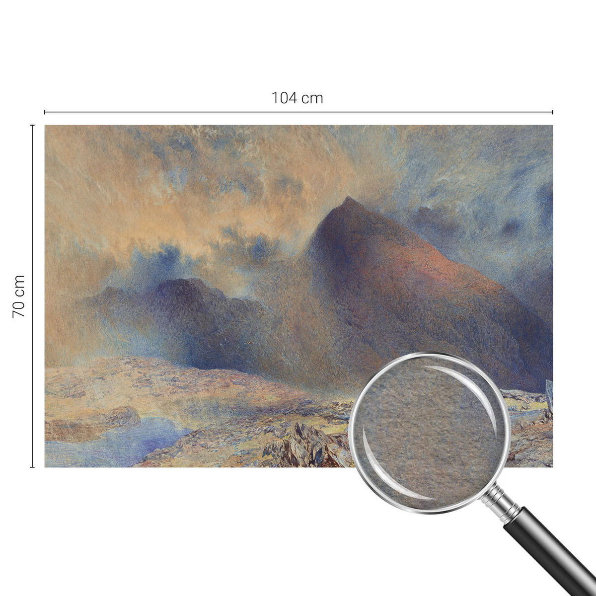 FOTOTAPETE 104x70 cm - Berglandschaft - Schwarz, Textil (104/70cm) - Wallfluent