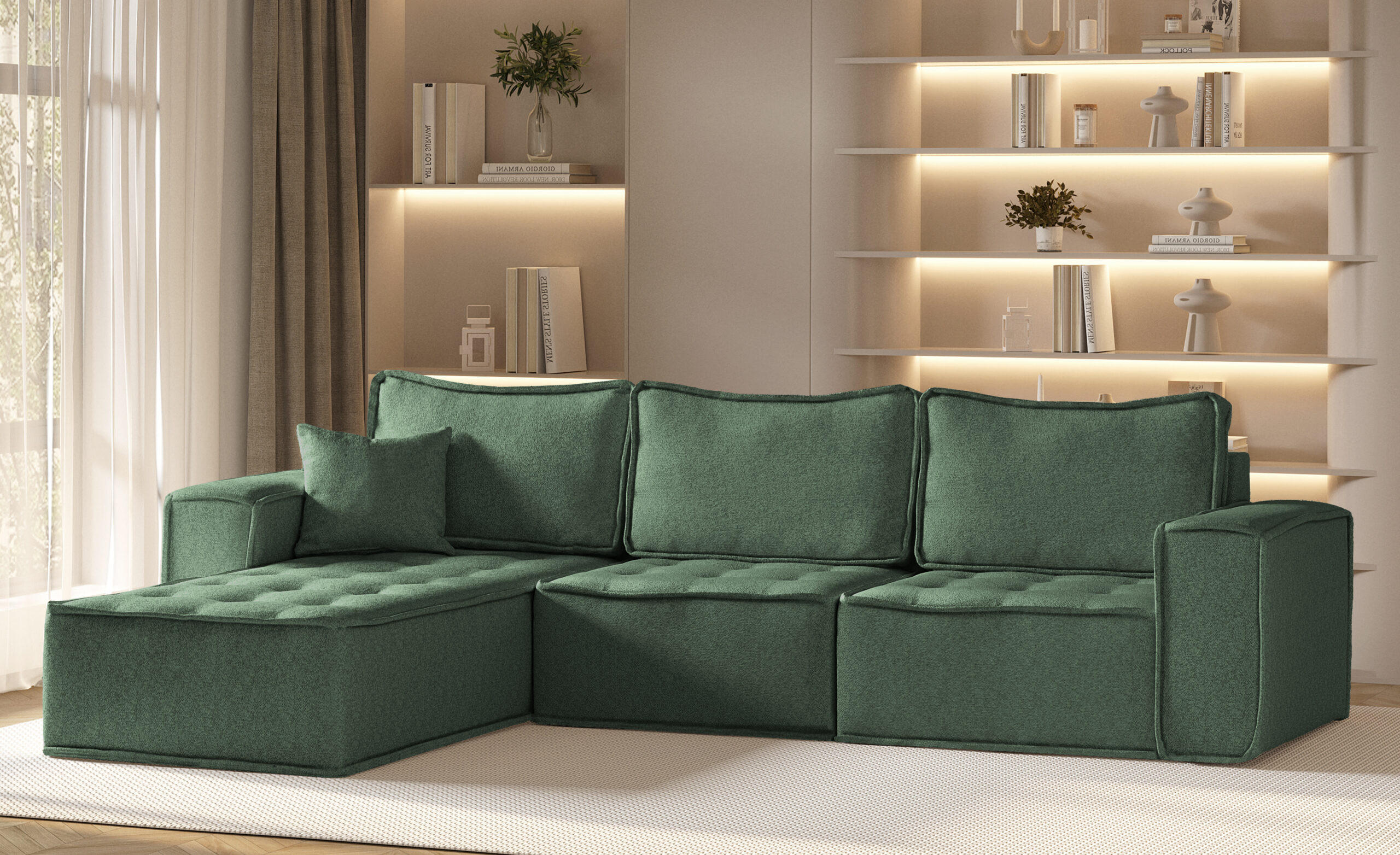 ECKSOFA L-förmige Bohoo-Maxi Hellgrün Links - Hellgrün, Holz (192/292cm) - Kaiser Möbel