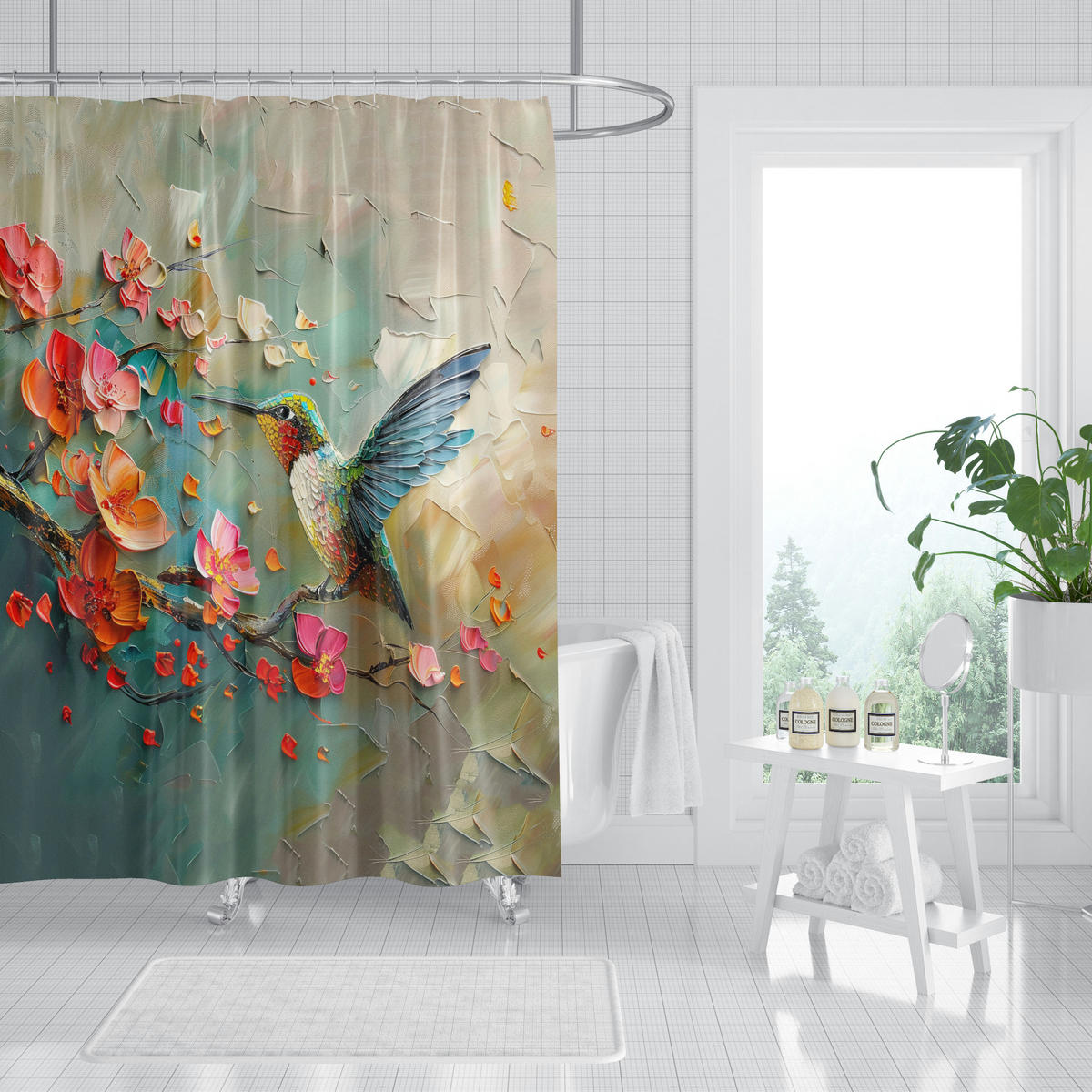 DUSCHVORHANG Petalo 180 x 200 cm - Rosa, Textil (180/200cm) - Sanilo