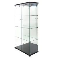 VITRINE - Glasvitrine mit 2 Türen und 4 Ebenen - mehrfarbige Beleuchtung - Schwarze Decken- und Bodenplatte - Schwarz, Glas (80.5/164/36.3cm) - DELFA