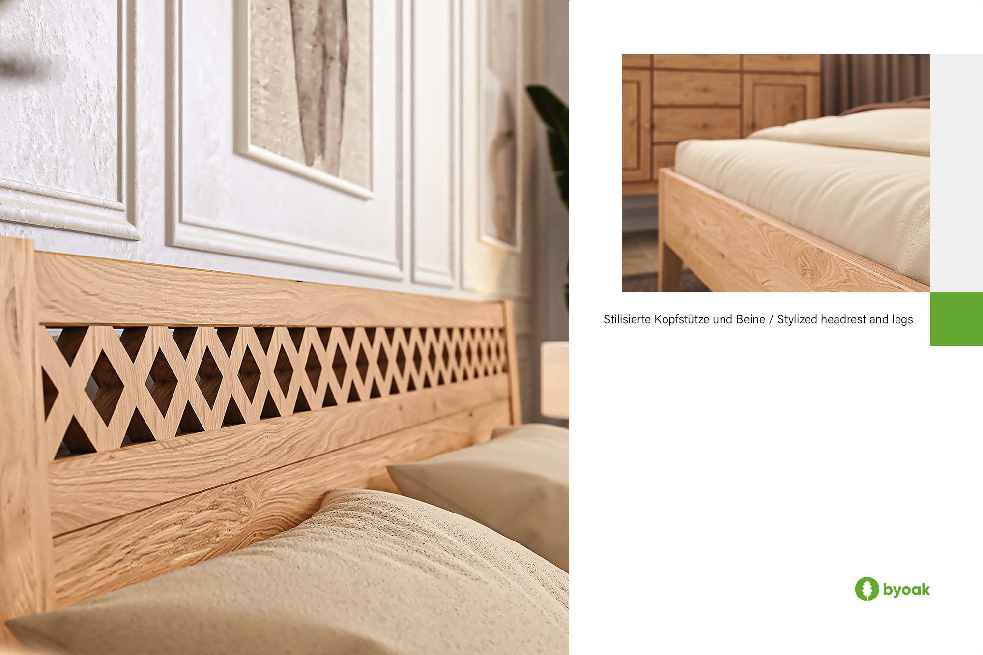 Thumbnail - byoak Massivholzbett, Kernbuche, Holz, Echtholz,Kernbuche, 90x220 cm, Schlafzimmer, Betten