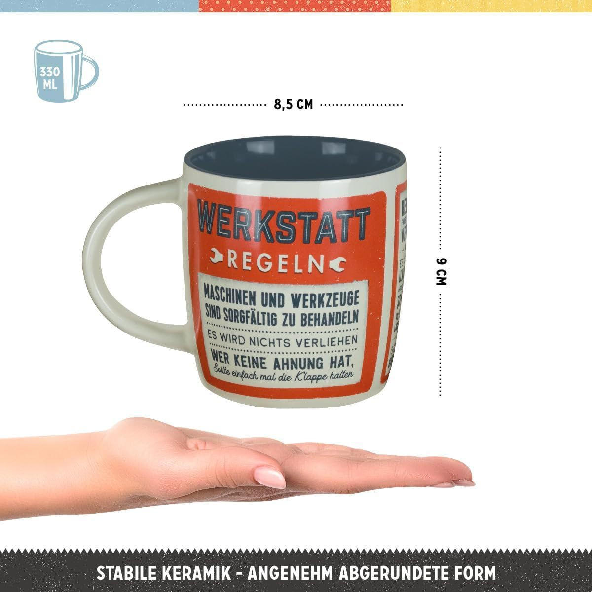 KAFFEETASSE 330 ml Werkstattregeln - Multicolor, Keramik (0.33L) - Nostalgic-Art