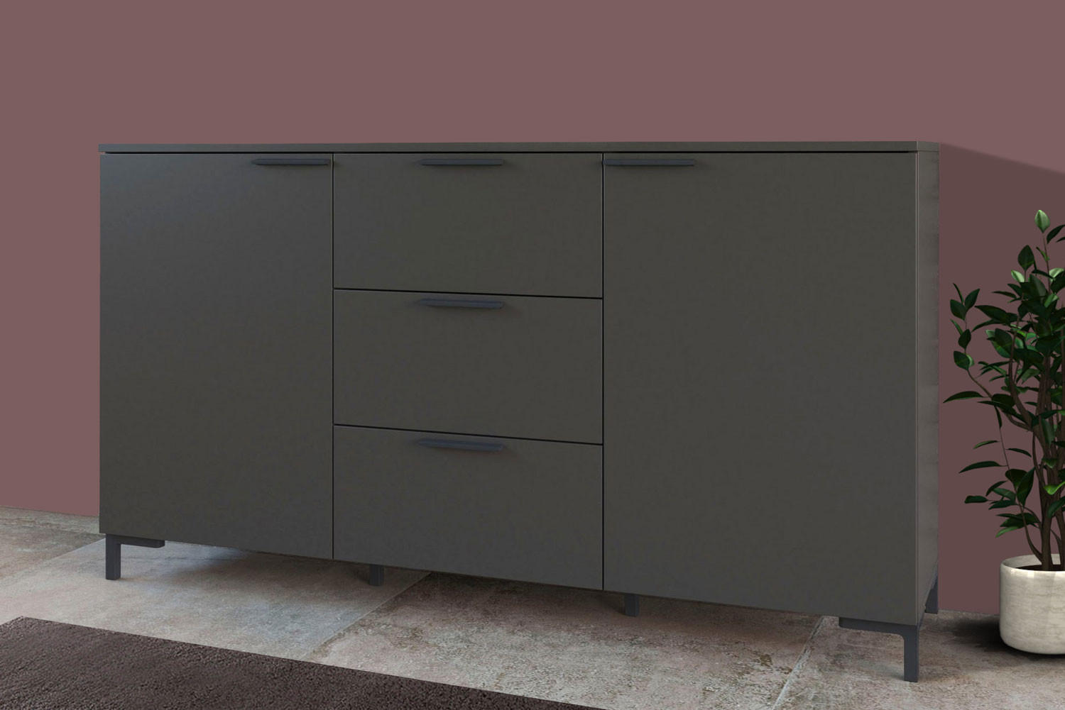 KOMMODE Alternative Kosmos anthrazit / weiß 151 / 40 / 84cm - Anthrazit/Weiß, Holzwerkstoff/Kunststoff (151/84/40cm) - Feldmann-Wohnen