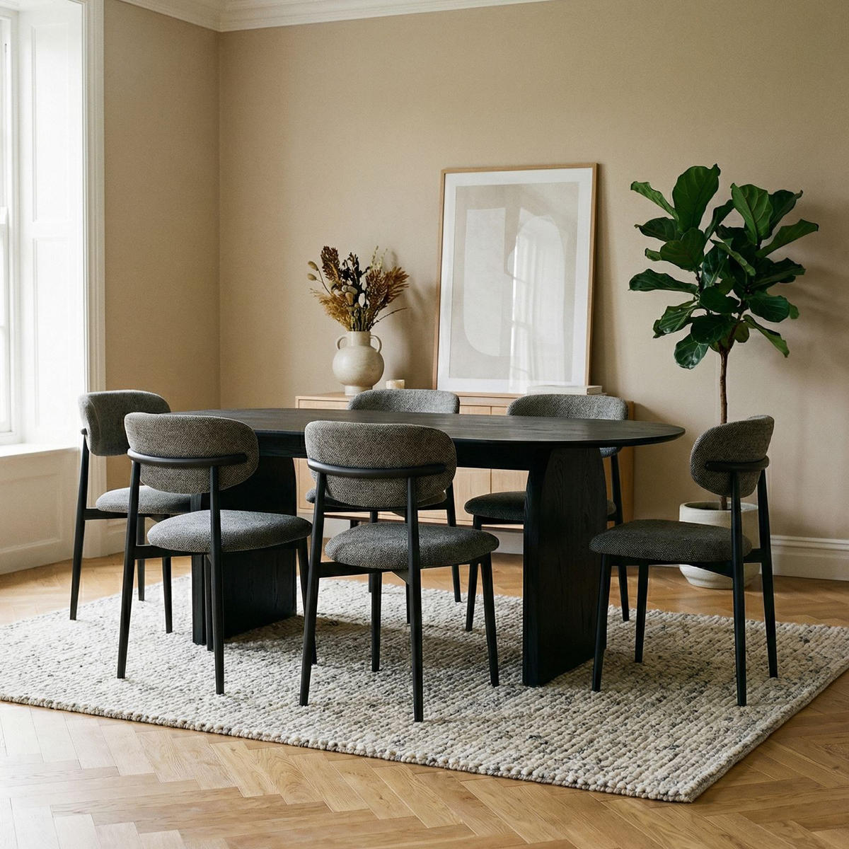 ESSGRUPPE MALA AZUL 7er Set schwarz - Schwarz, Holzwerkstoff - IDIMEX