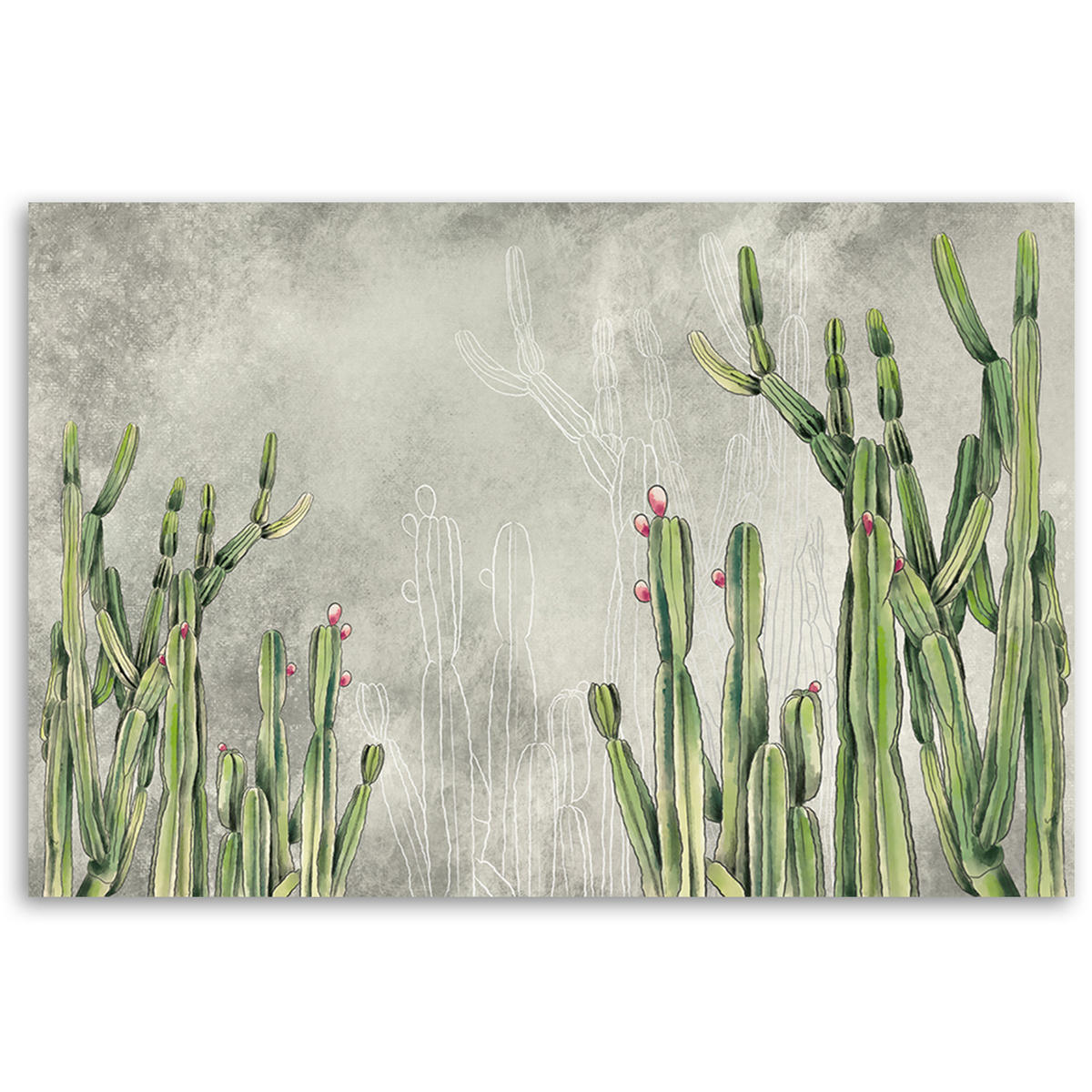 WANDBILD großer wüstenkaktus - Pink, Textil (60/40cm) - Feeby