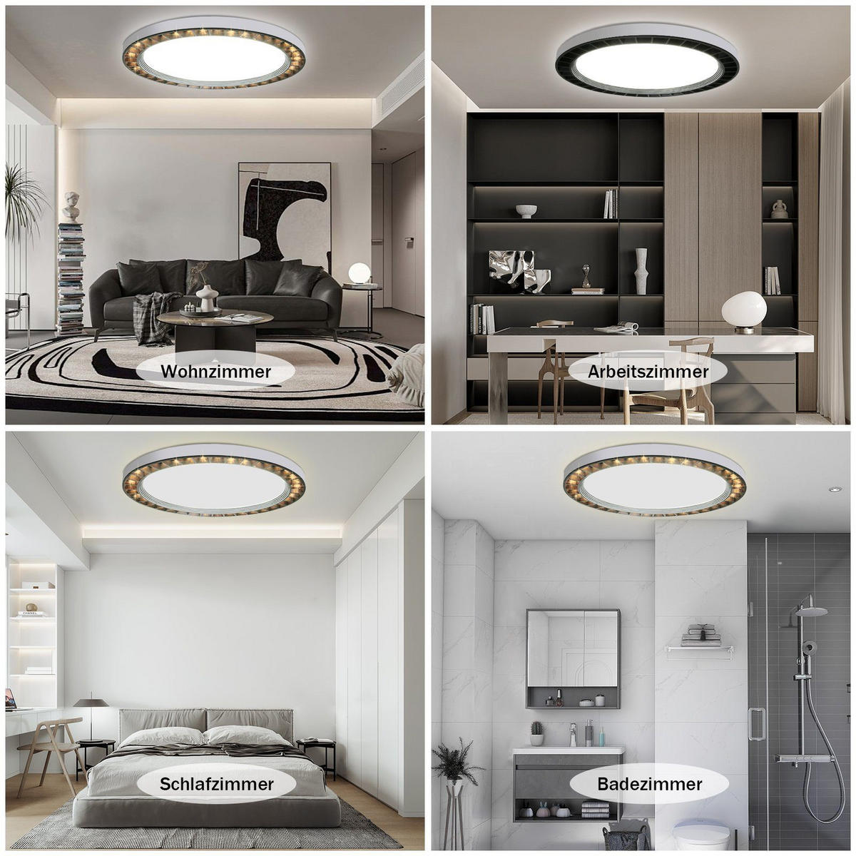 LED-DECKENLEUCHTE Lotte 23/23/3 cm - Schwarz, Kunststoff (23/23/3cm) - Nettlife
