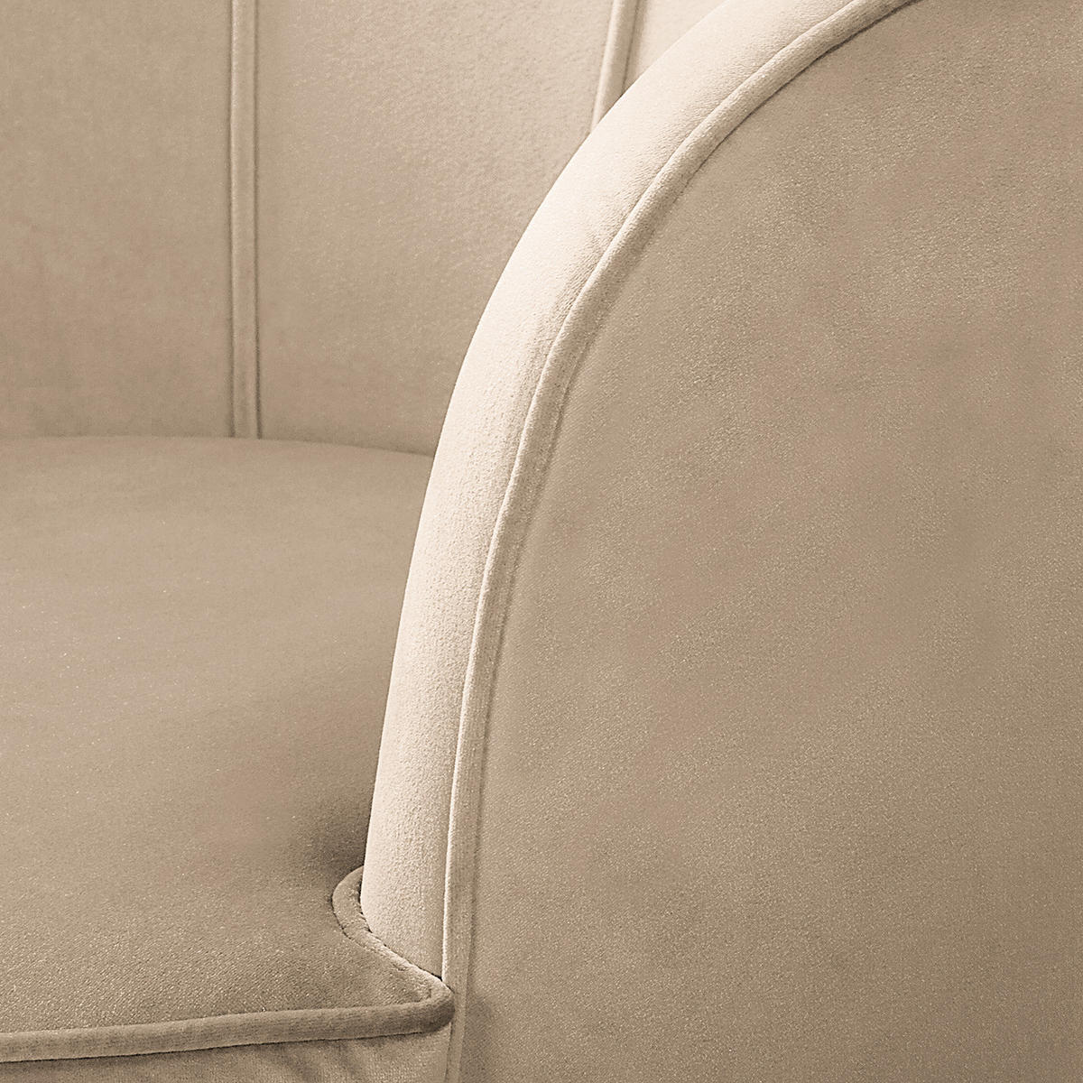 SESSEL - Samt, Füße Dunkel - Dunkelbraun/Creme, Birkenholz/Textil (75/74/75cm) - home24