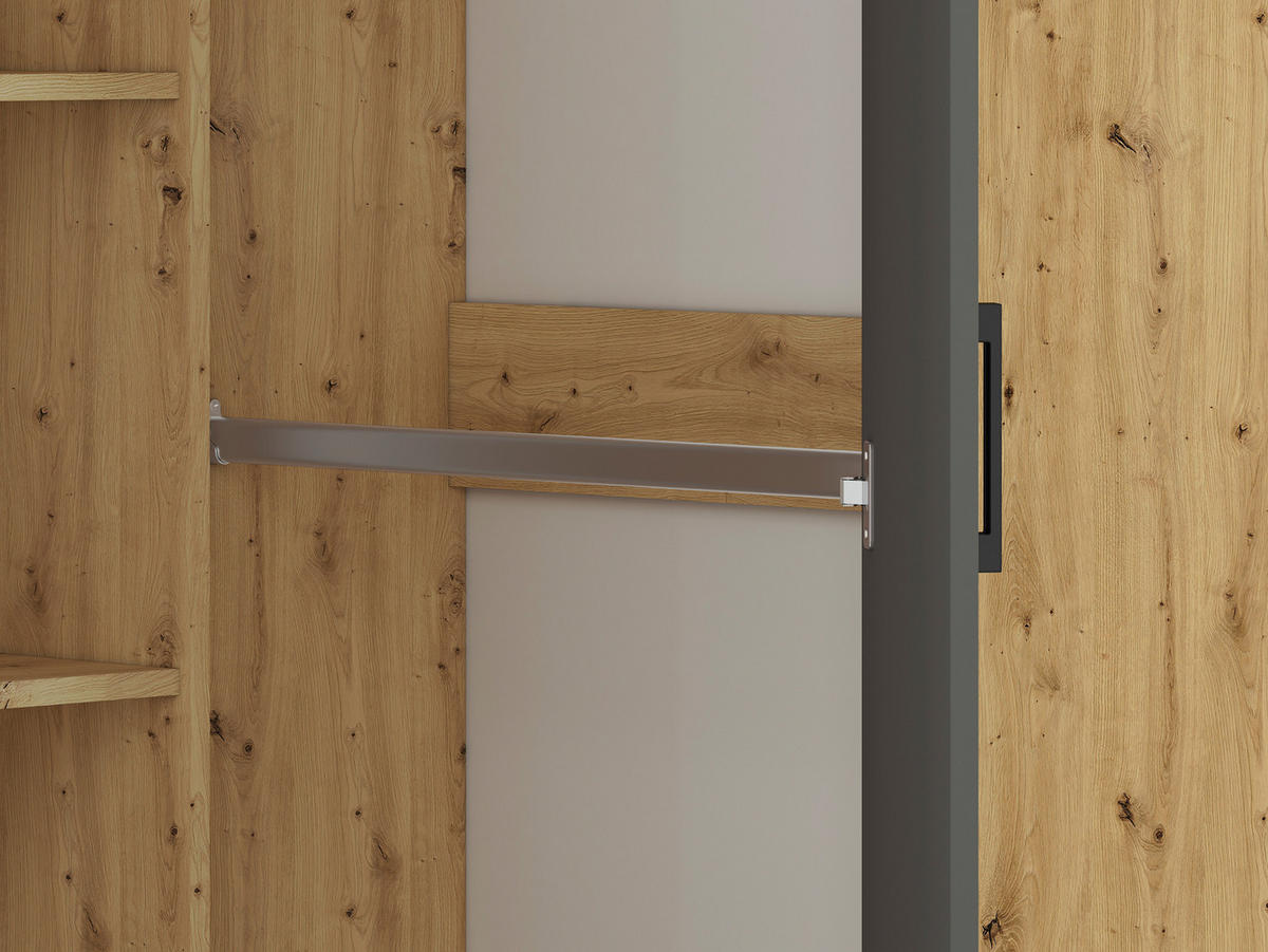 ECKSCHRANK Fini Artisan Eiche / weiß / anthrazit 82 / 82 / 191cm - Weiß/Braun, Holz/Holzwerkstoff (82/191/82cm) - Feldmann-Wohnen
