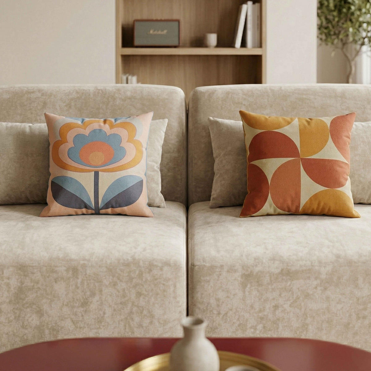 SOFA 2-Sitzer, Ekru - Weiß, Textil (218/82/109cm) - Oviala