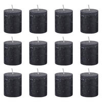 STUMPENKERZE (12er-Set) Rustic Ø6,8 x 13 cm - Schwarz, Paraffin (7/8/7cm) - BUTLERS