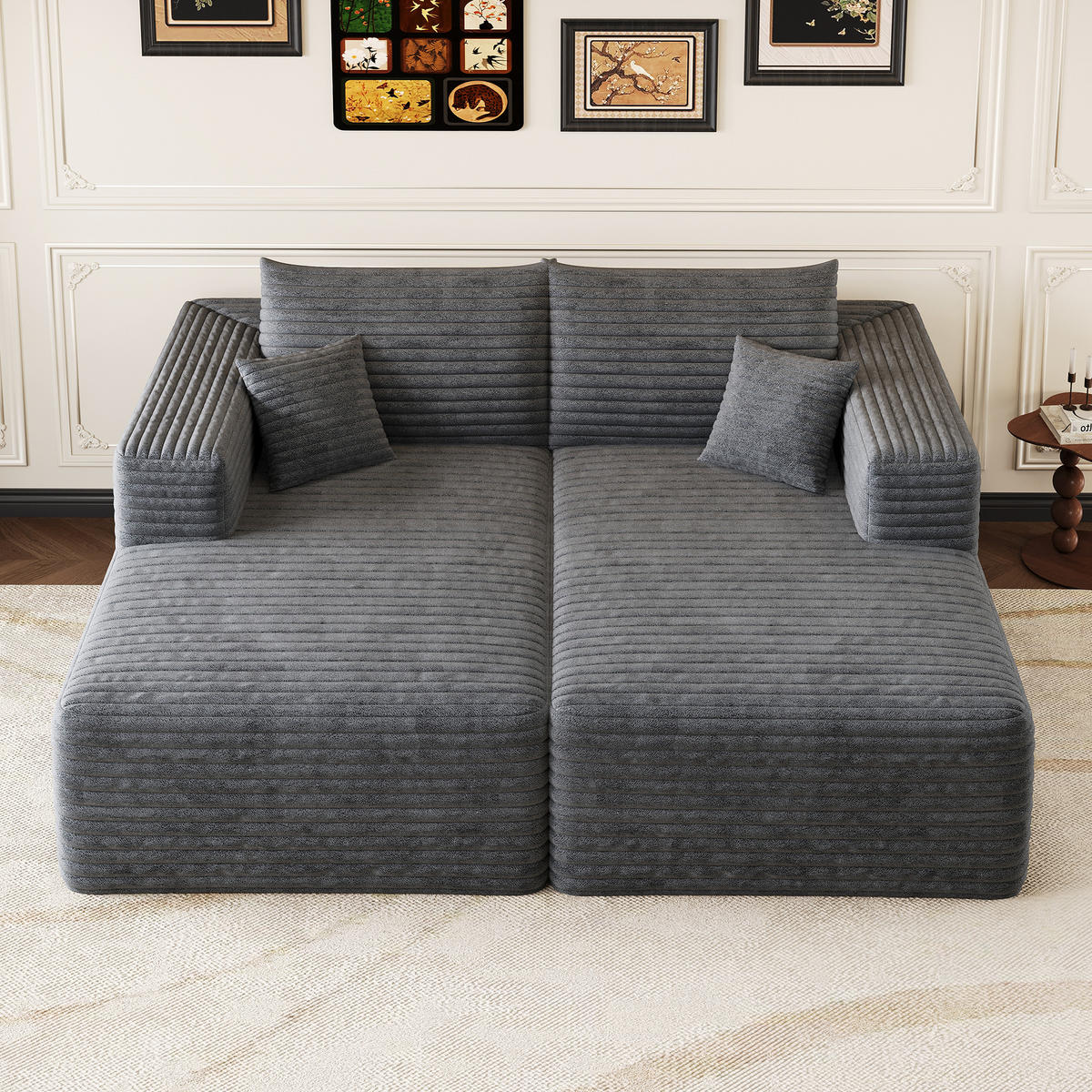 SCHLAFSOFA DE-34891 mit Chaiselongue Dunkelgrau - Dunkelgrau, Textil (151/180cm) - ComfortXL