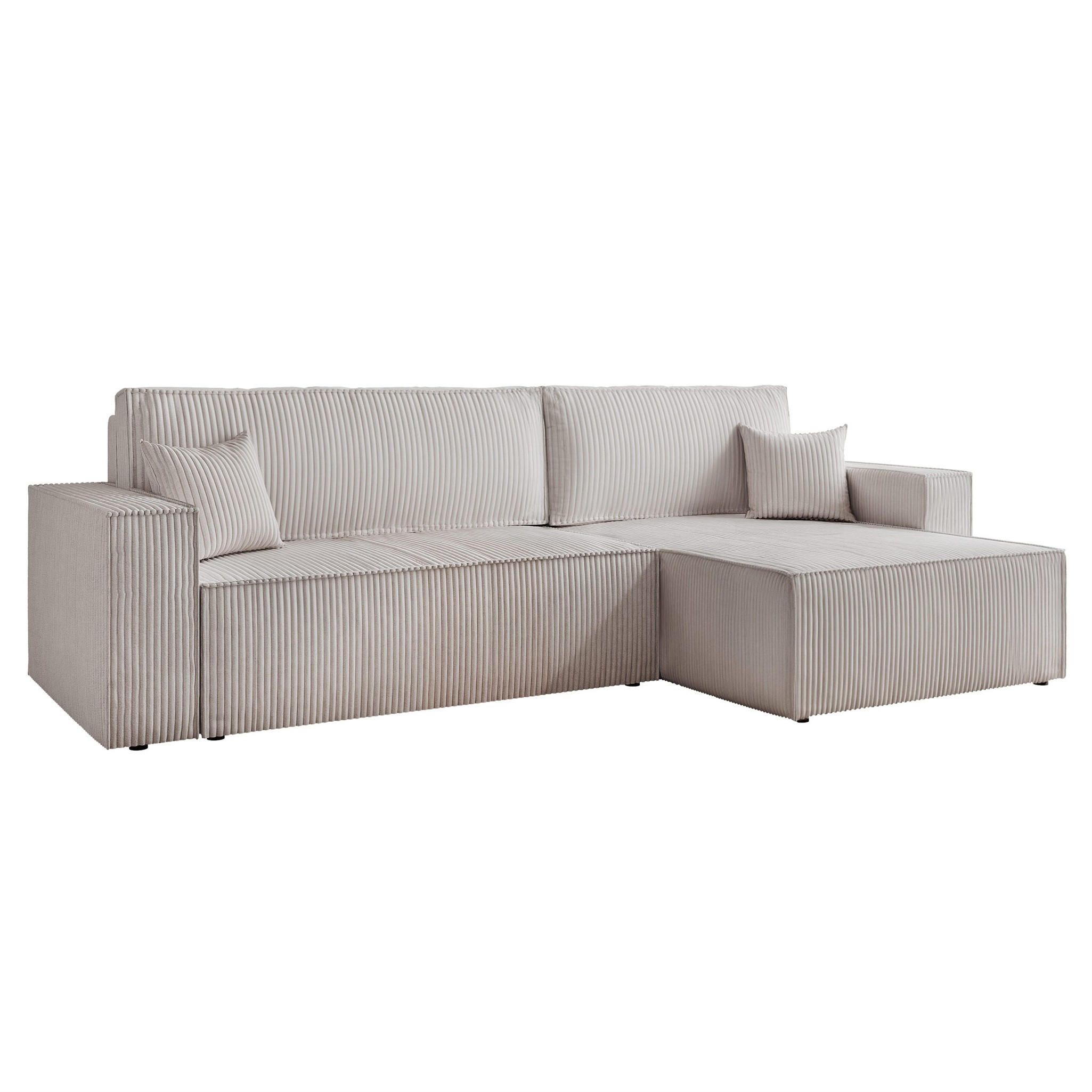 ECKSOFA Adara Max Mit Schlaffunktion - Hellgrau, Holzwerkstoff/Textil (145/276cm) - Fun Möbel