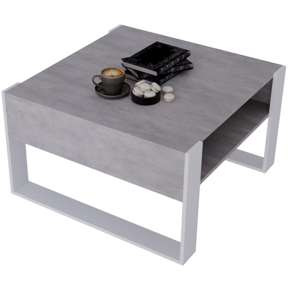 COUCHTISCH Holzwerkstoff rechteckig stabil Grau 45/71.5/68cm - Weiß/Grau, Holzwerkstoff (71.5/68/45cm) - CraftPAK