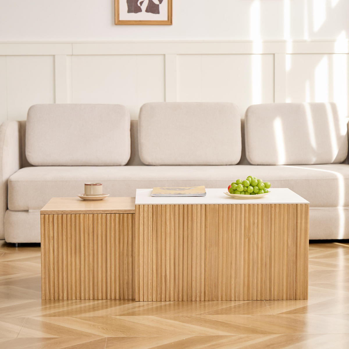 COUCHTISCH (2er Set) Rechteckig Braun 50 x 39 x 36 cm / 70 x 60 x 40 cm - Braun, Holz (60/70/40cm) - Nordlys
