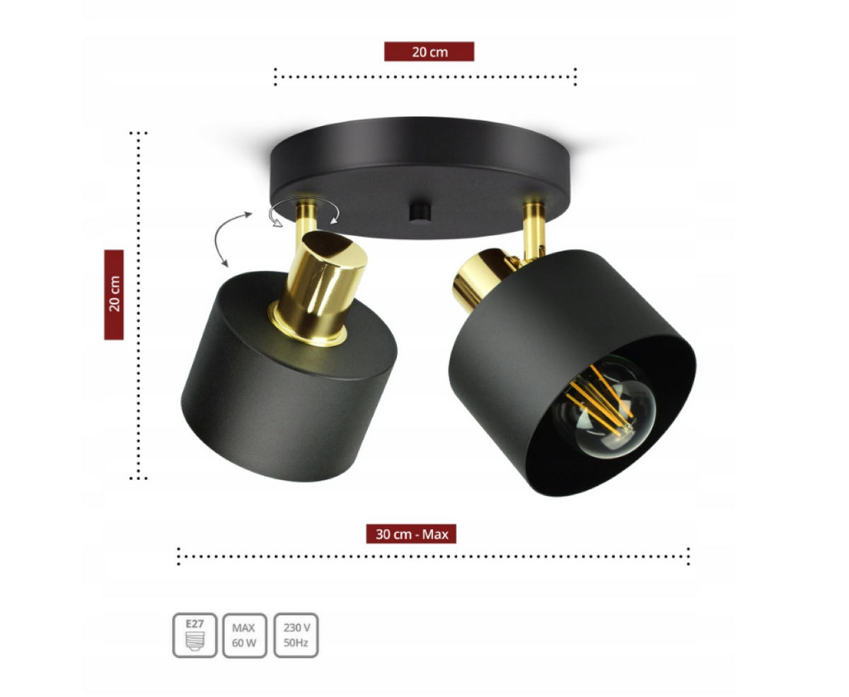 DECKENLEUCHTE BLACKSPOT - Goldfarben/Schwarz, Metall (30/30/20cm) - kiki design