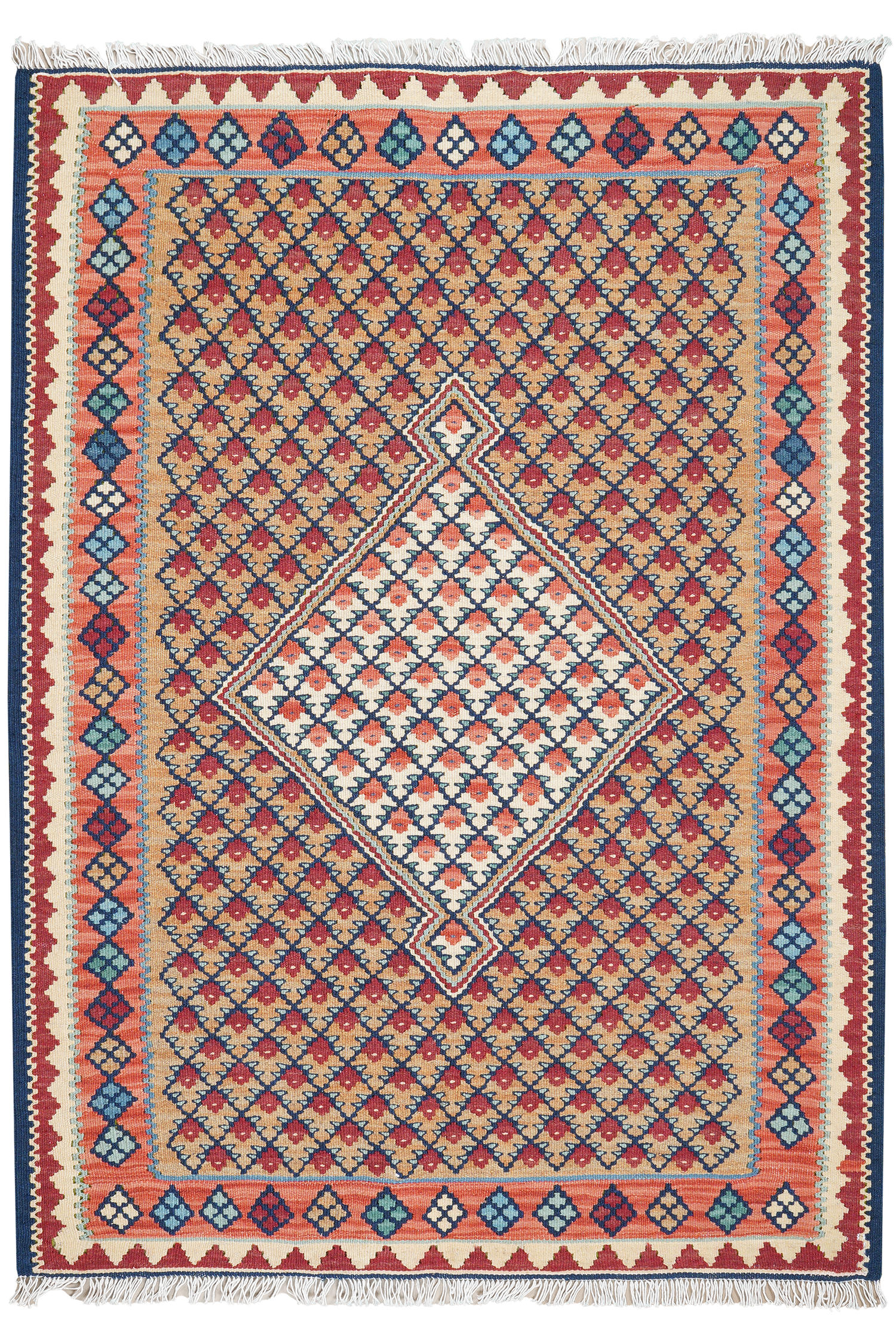 HANDWEBTEPPICH Kelim Senneh Mehrfarbig 149/106 cm Schurwolle - Multicolor, Textil (106/149cm) - Looma