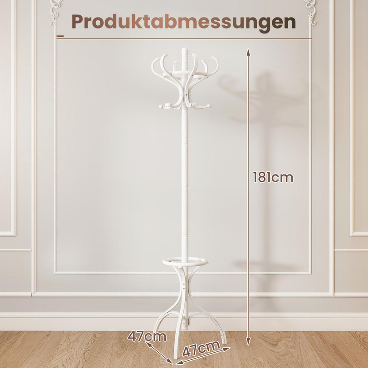 GARDEROBENSTÄNDER Holz weiß - Weiß, Holz (47/181/47cm) - COSTWAY