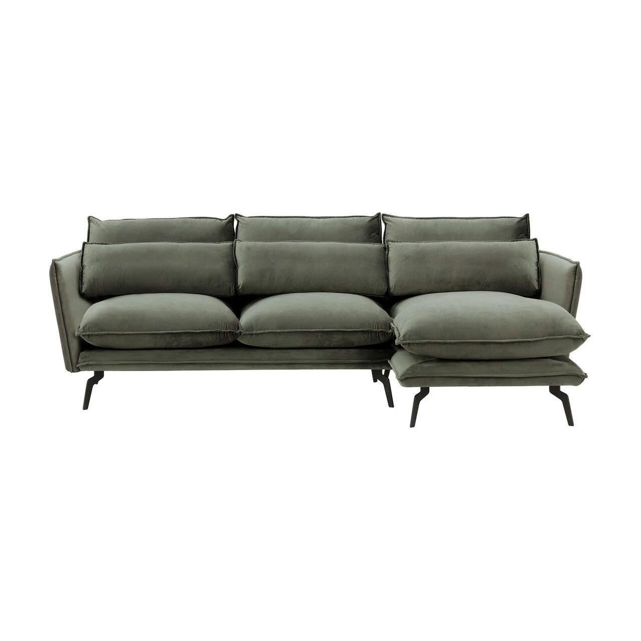 ECKSOFA Layla Rechts-Velluto 19 - Dunkelgrau, Holz/Textil (278/160cm)