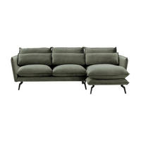 ECKSOFA Layla Rechts-Velluto 19 - Dunkelgrau, Holz/Textil (278/160cm)