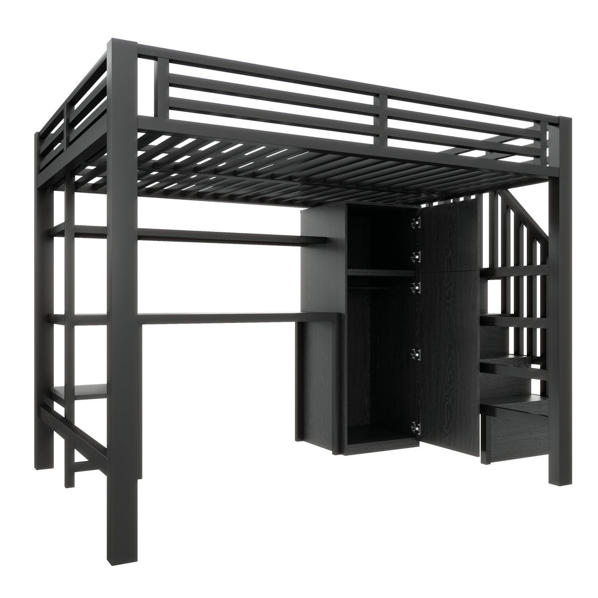 HOCHBETT Metall 140/200 cm Schwarz - Schwarz, Holzwerkstoff/Metall - Raumix