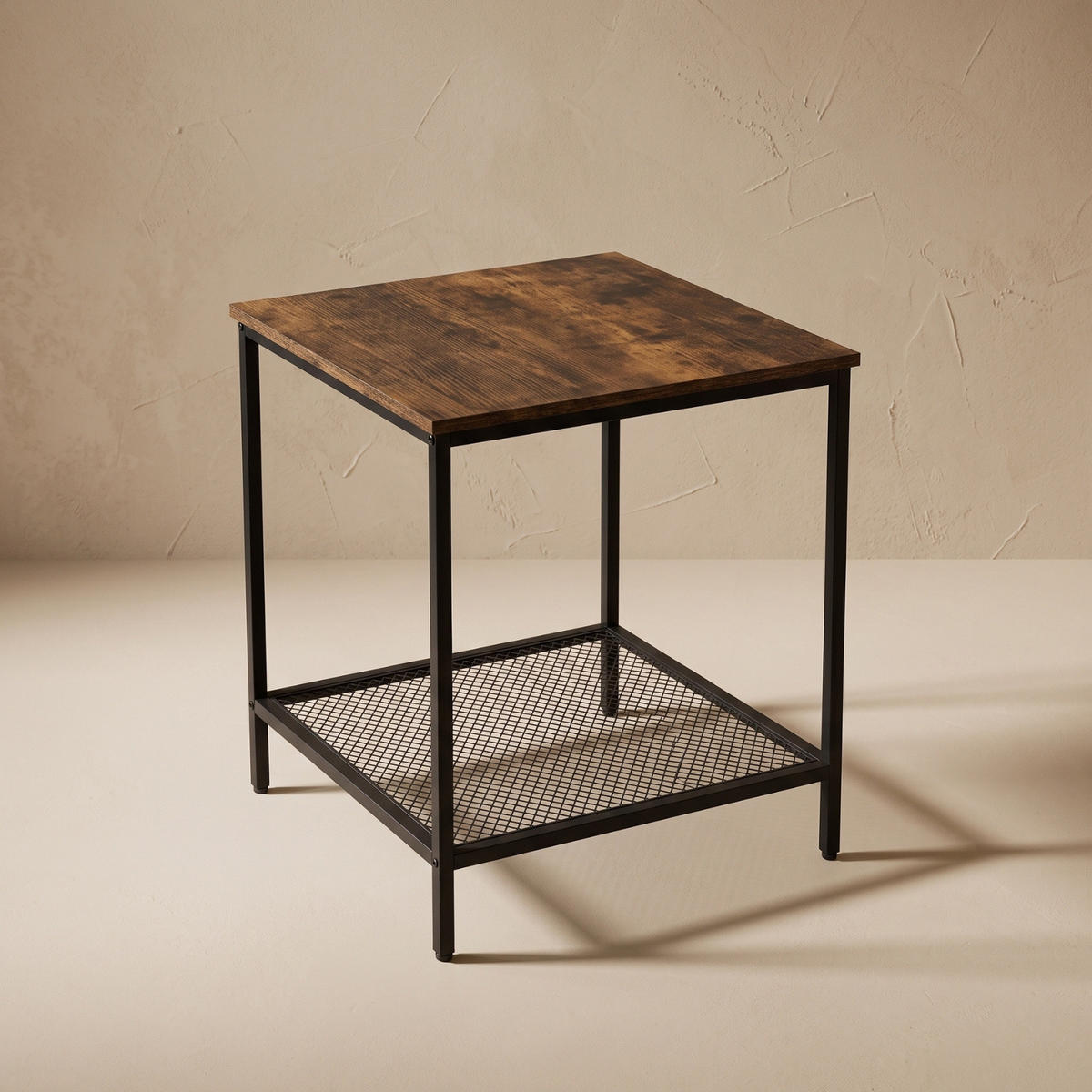 BEISTELLTISCH quadratisch Dunkelbraun 45/45/55 cm - Braun, Metall (45/45/55cm) - SCENA LIVING