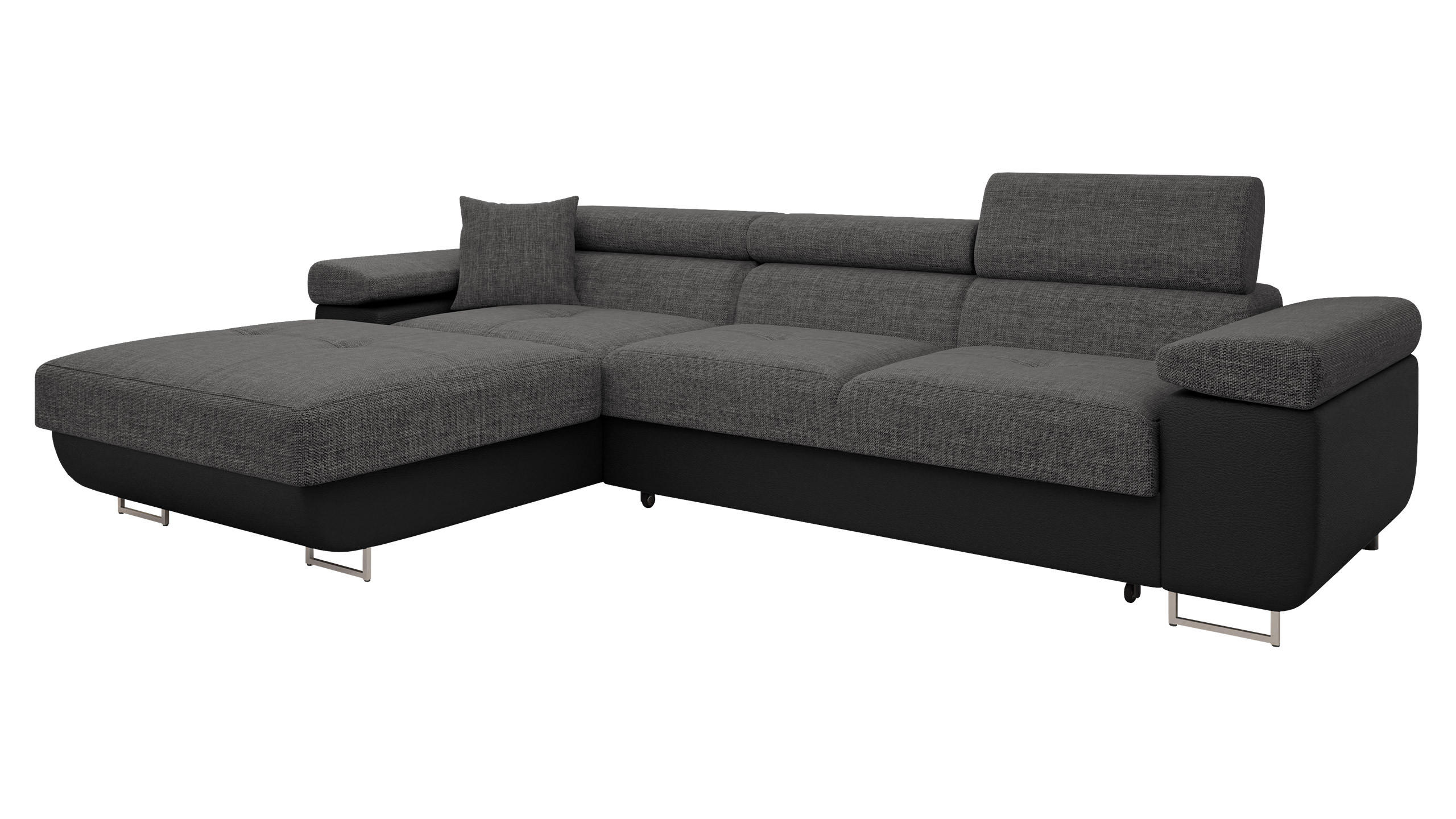 ECKSOFA Torezio Mini, Seite: Links - Dunkelgrau, Holz/Textil (280/170cm) - MIRJAN24