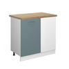 ECKUNTERSCHRANK R-Line Blau-Grau 86 cm, AP Eiche - Blaugrau/Weiß, Holzwerkstoff (86/81.6/60cm) - Vicco