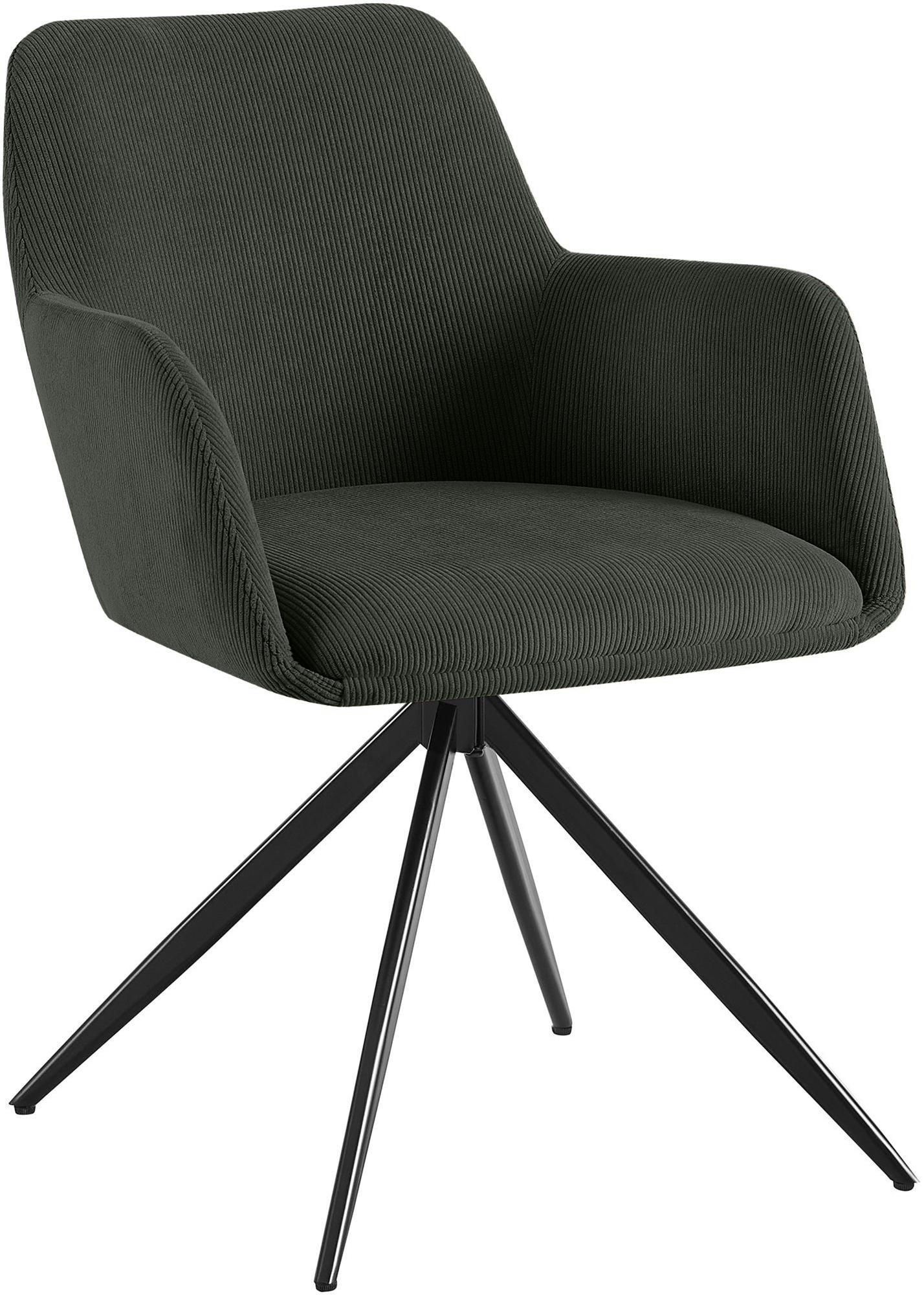 ESSZIMMERSTUHL Cord Grün - Schwarz/Grün, Textil/Metall (56/81/62cm) - CLP