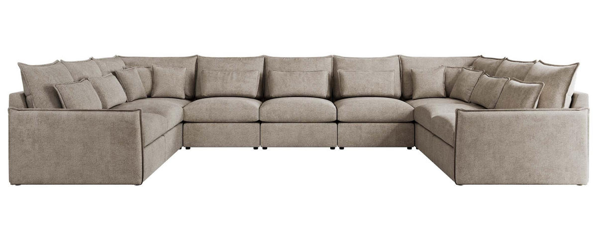 WOHNLANDSCHAFT VERSO U 9M Beige Struktur - Beige/Schwarz, Kunststoff/Textil (442/93/270cm) - MKS